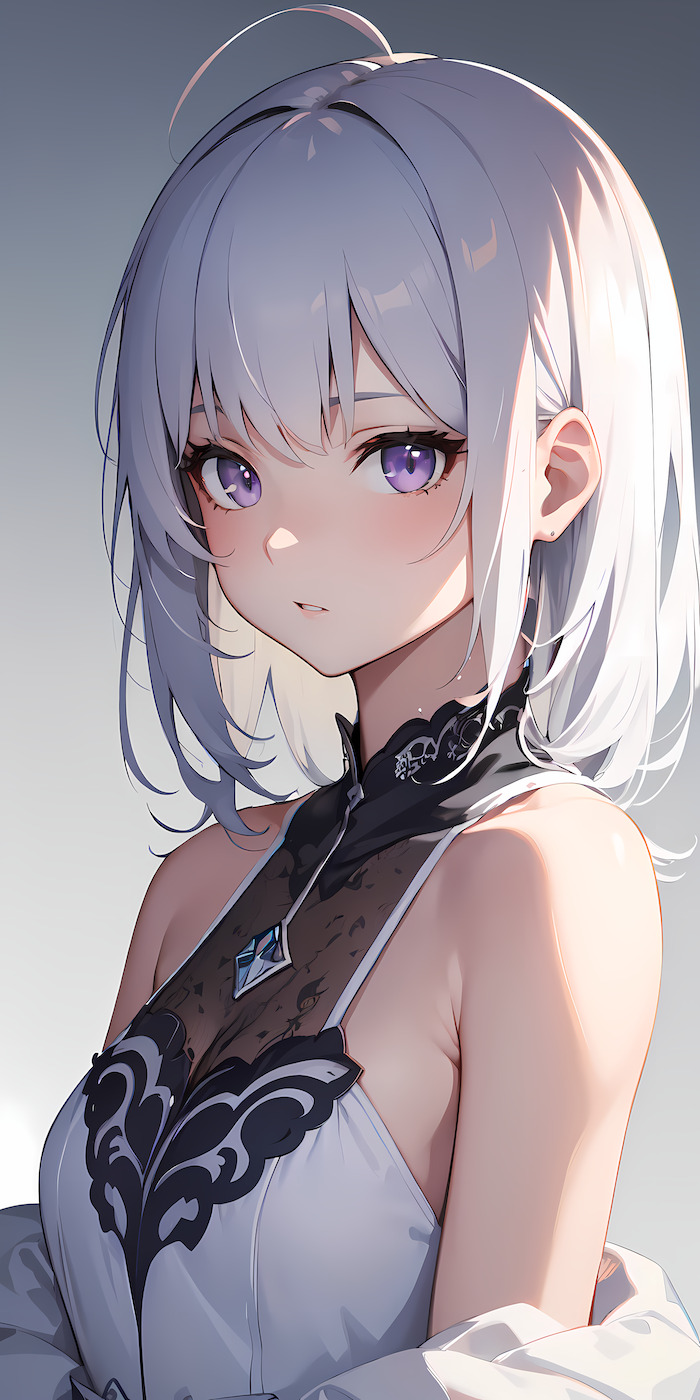 silver head anime girl